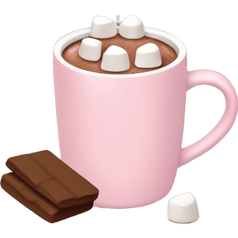 Light Pink mug of hot chocolate with marshmallows  emoji