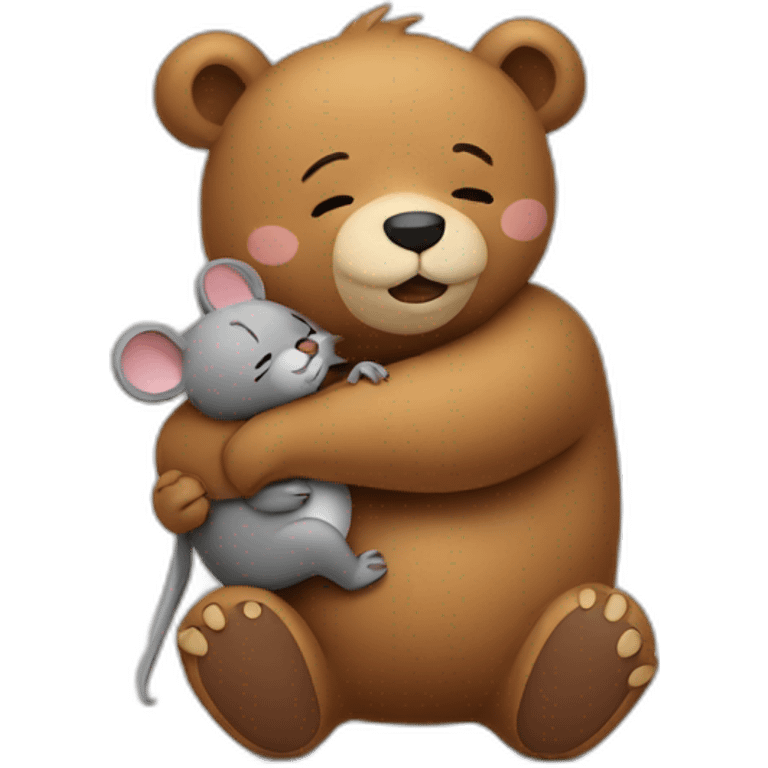 bear hugging a mouse emoji