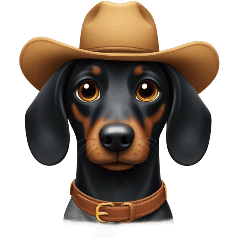 Black wiener dog with cowboy hat emoji