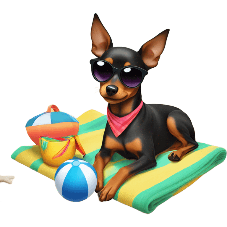 minpin dog on tropical vacation emoji