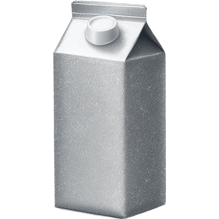 Realistic silver metallic glitter carton of milk. emoji