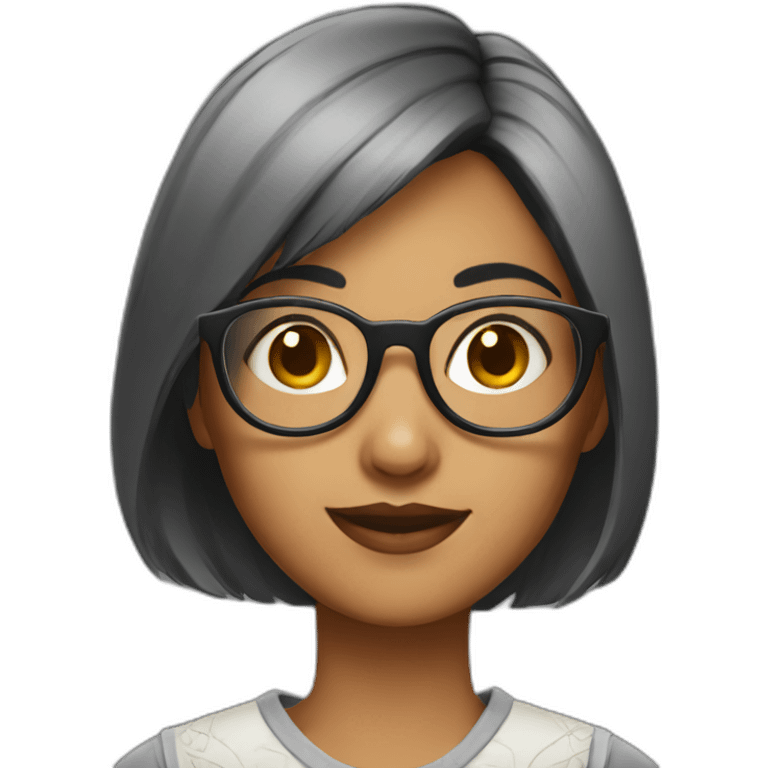 Indian girl wearing round glasses with short hair emoji