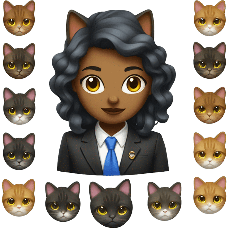 Big tricolore cat boss girl emoji