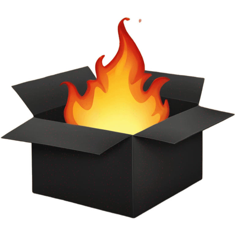 black carboard box with fire in it emoji