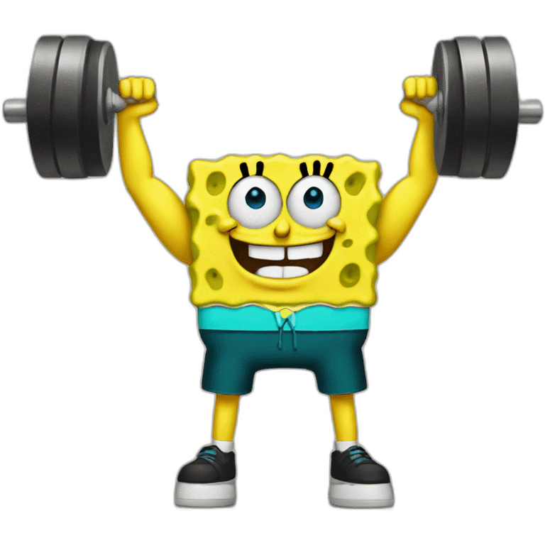 SpongeBob lifting weights emoji