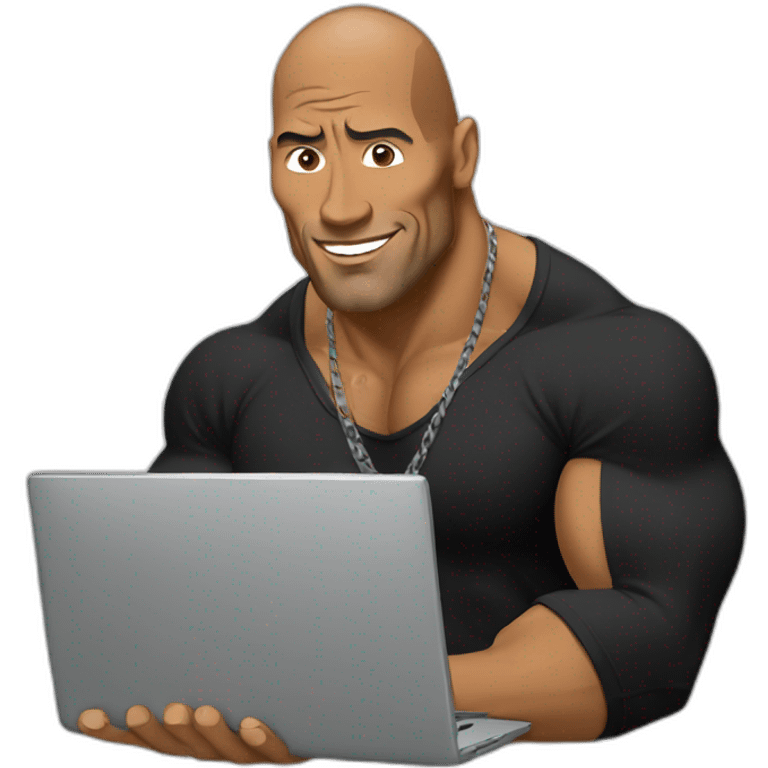 THE ROCK USING LAPTOP emoji