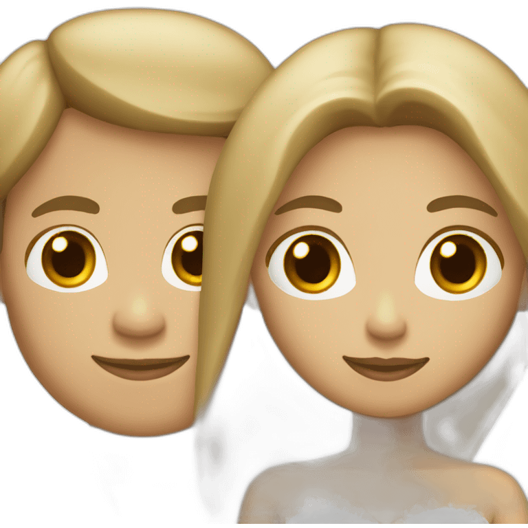 Tan woman with brown hair and white man with blonde hair getting married emoji