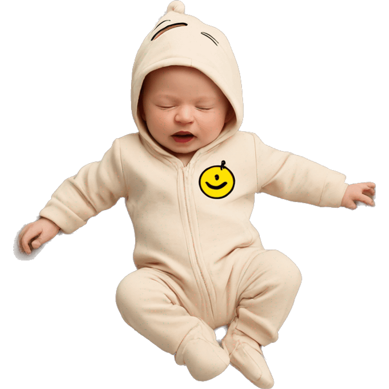 newborn jumpsuit beige emoji