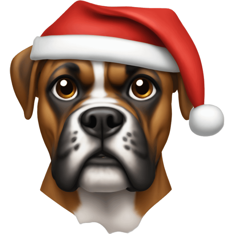 Boxer wearing a Santa hat emoji