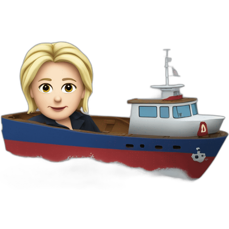 marine le pen sur un bateau emoji