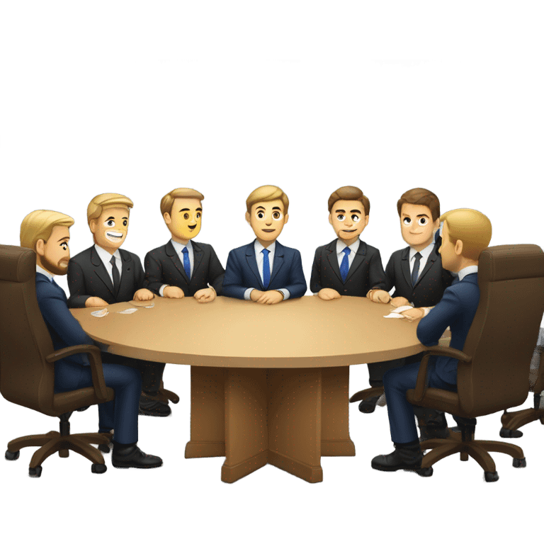 6 Caucasian men in suits sitting at a round table emoji