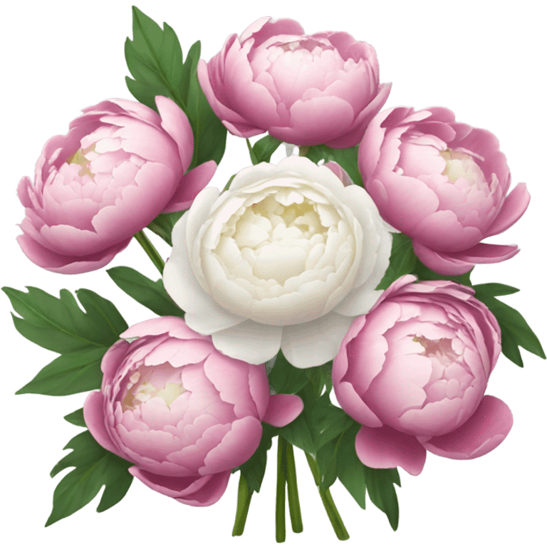 Pink and white peonies bouquet  emoji