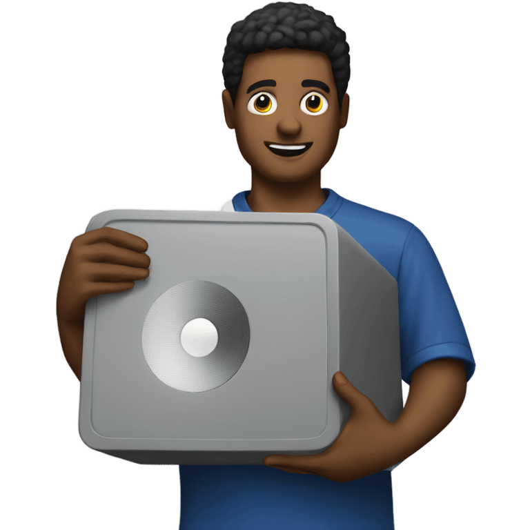 Guy holding speaker box  emoji