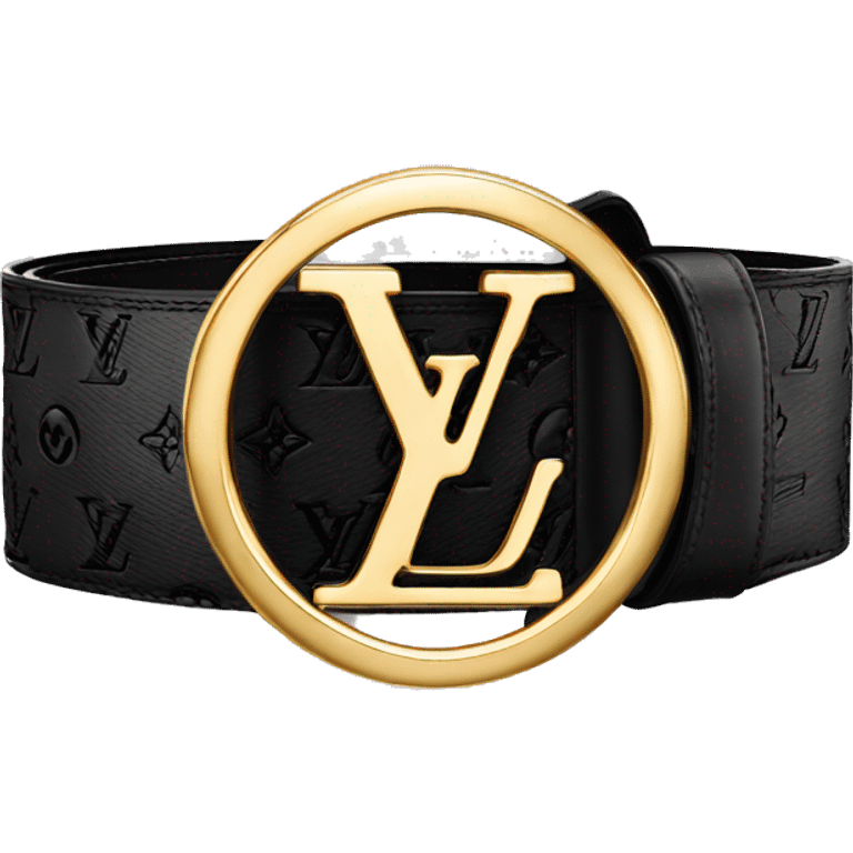 Luxury Black Louis hVuitton belt with Gold buckle emoji