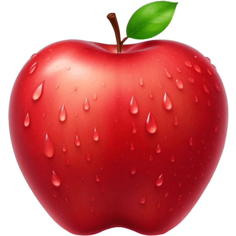 Cinematic Realistic Apple Emoji, Fresh and vibrant, with a crisp, red skin glistening with droplets of water. The smooth, shiny surface catches the light, while the green stem adds a natural touch. Soft glowing outline, capturing the essence of health, sweetness, and freshness in a crisp apple! emoji