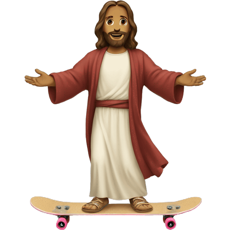 jesus on skateboard with heart hands emoji