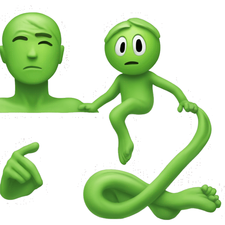 A blind green guy and his body is like a noodle emoji