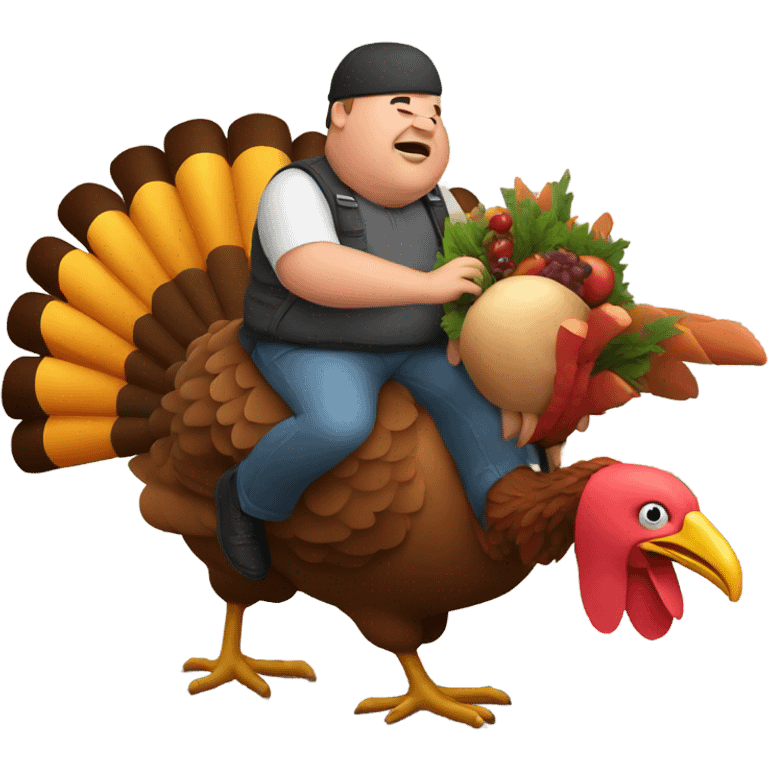 Fat dude riding a turkey emoji