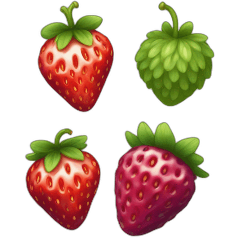 A strawberry, a raspberry and a blueberry in the same emoji emoji