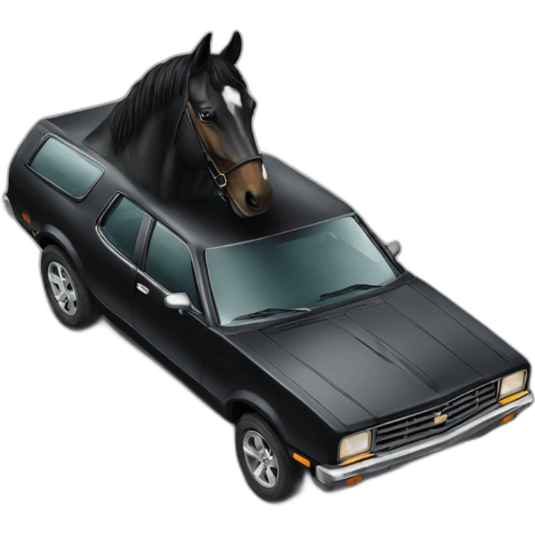 Black horse on car emoji