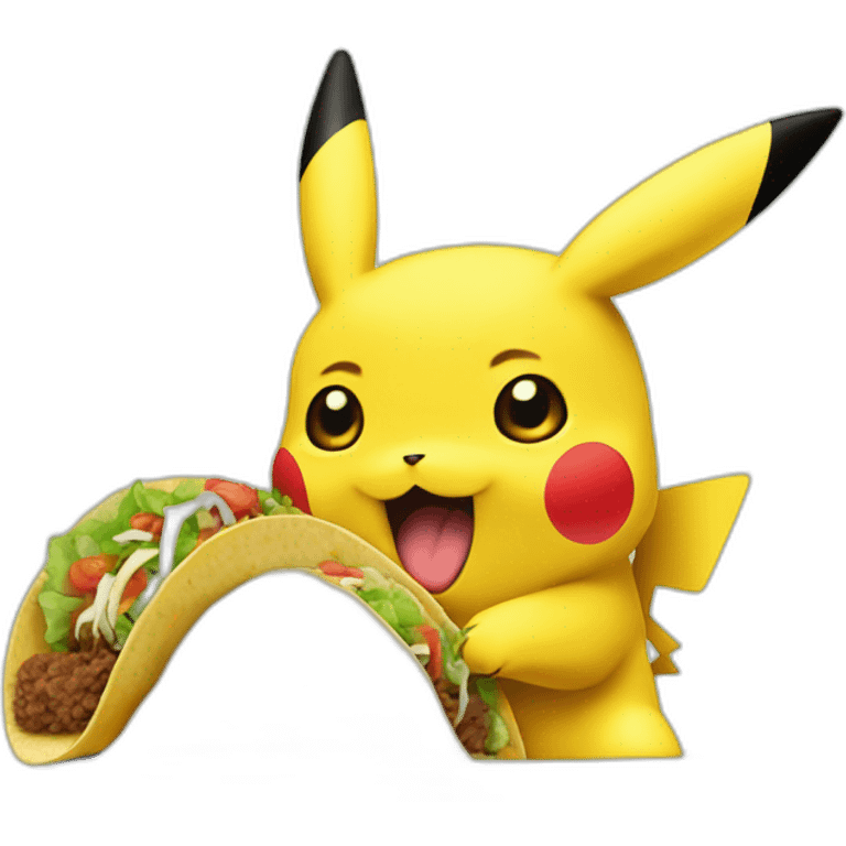 Pikachu qui mange un tacos emoji