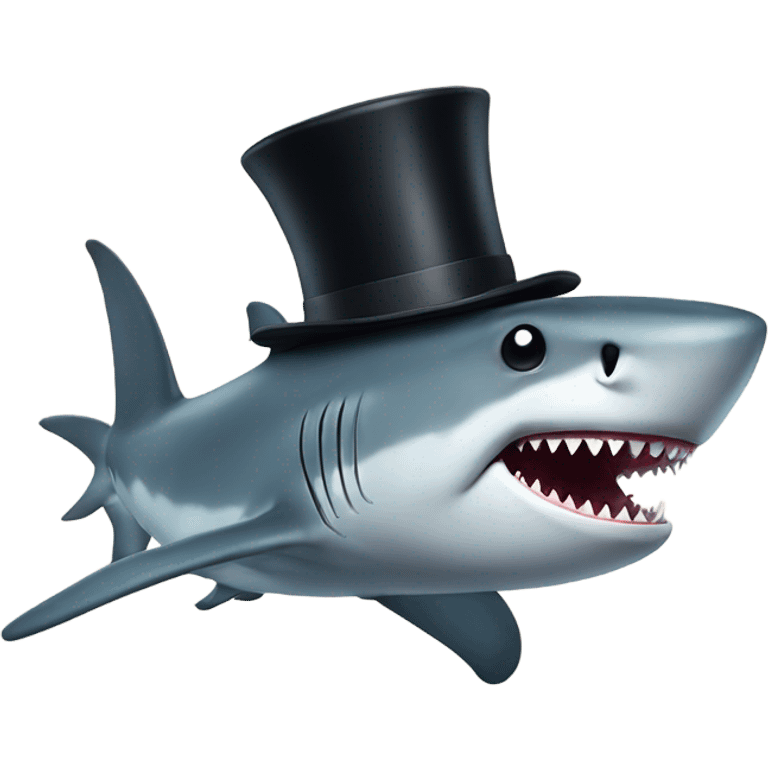 Shark with a top hat emoji