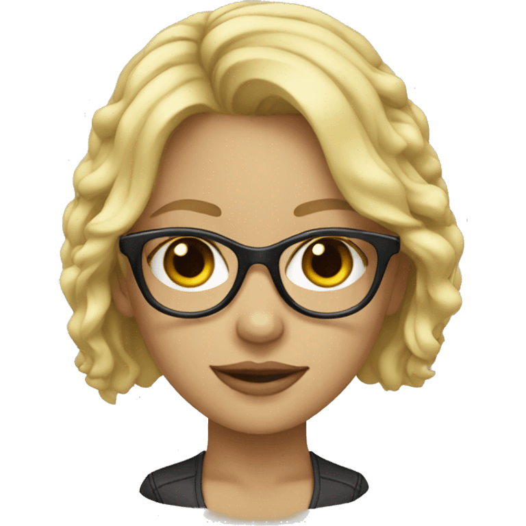 blonde girl with black glasses emoji