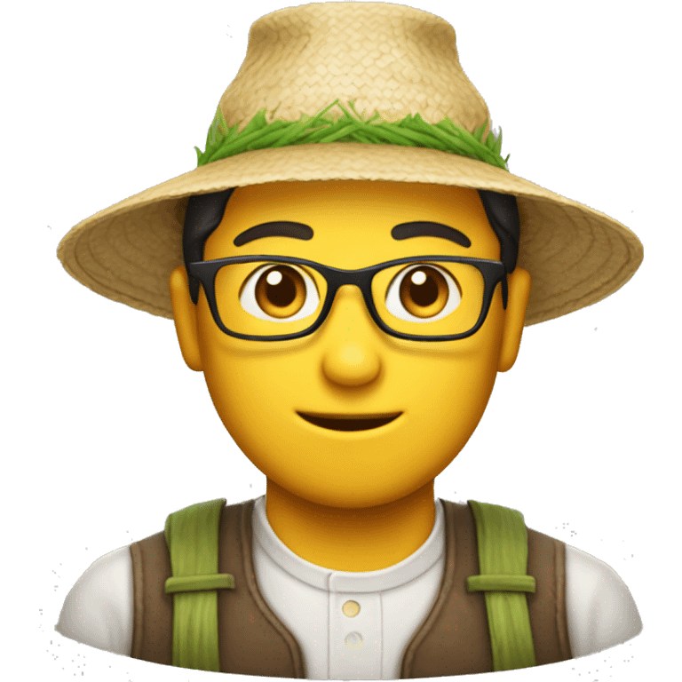 nerd emoji with a rice farmer hat emoji