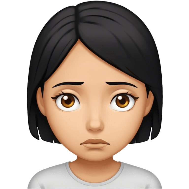 a black hair girl is tired of living alone emoji