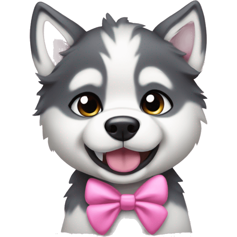 Husky puppy with pink bow emoji