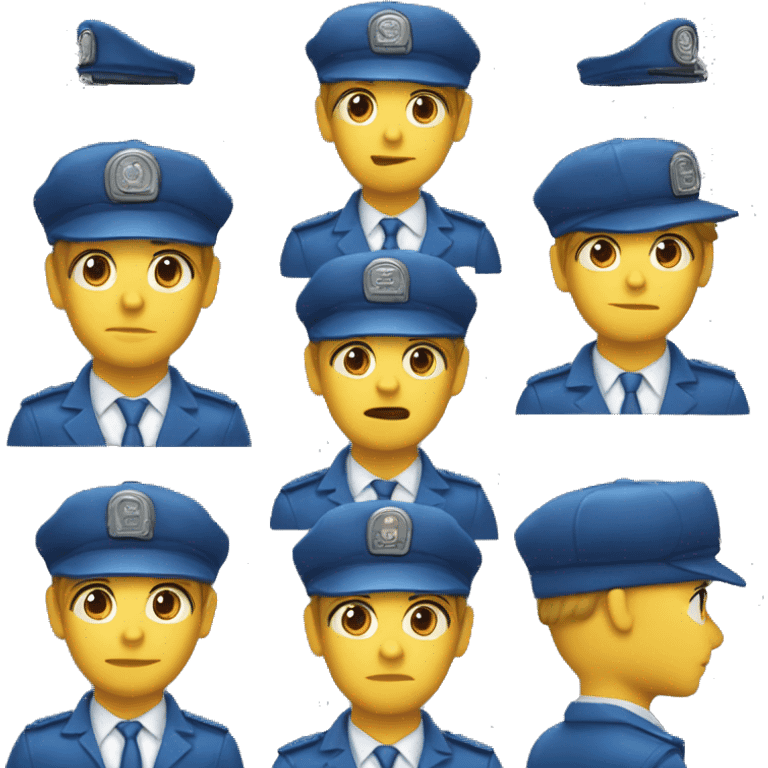 the train conductor's headdress is blue emoji