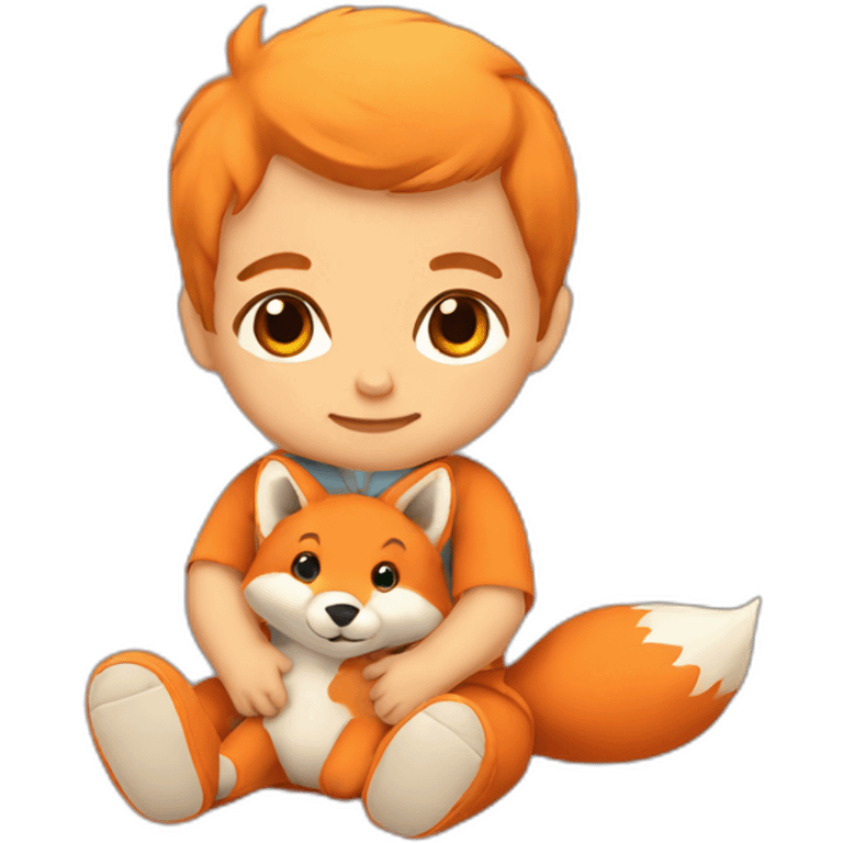 Baby boy with fox plush emoji