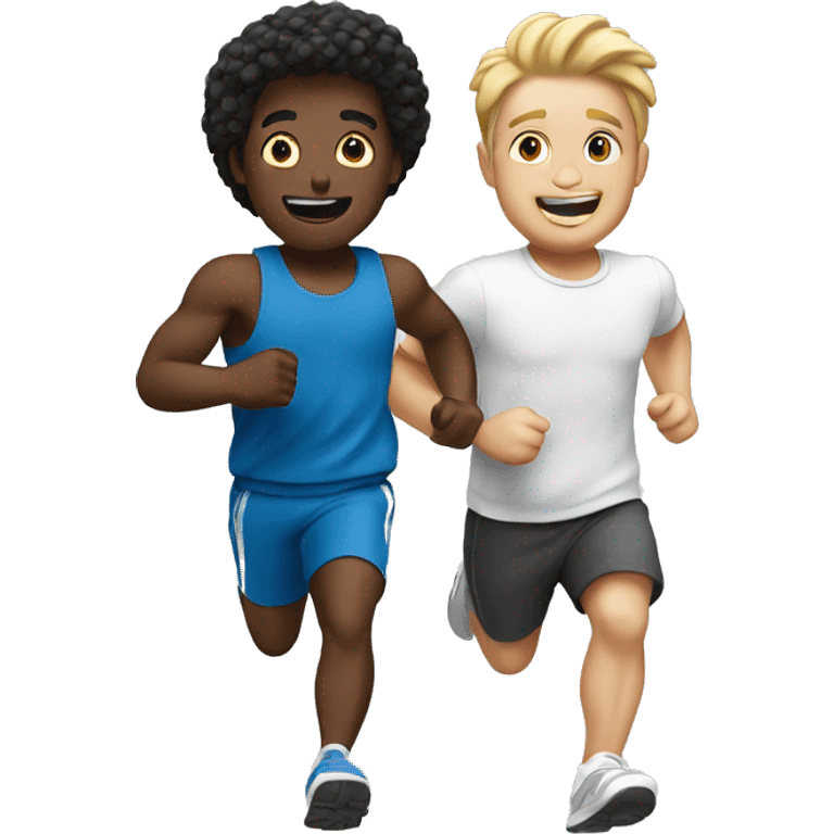 two white friends running together emoji