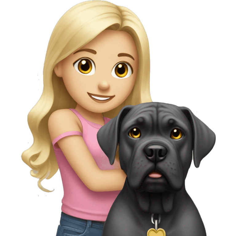 Little blonde girl with cane corso emoji