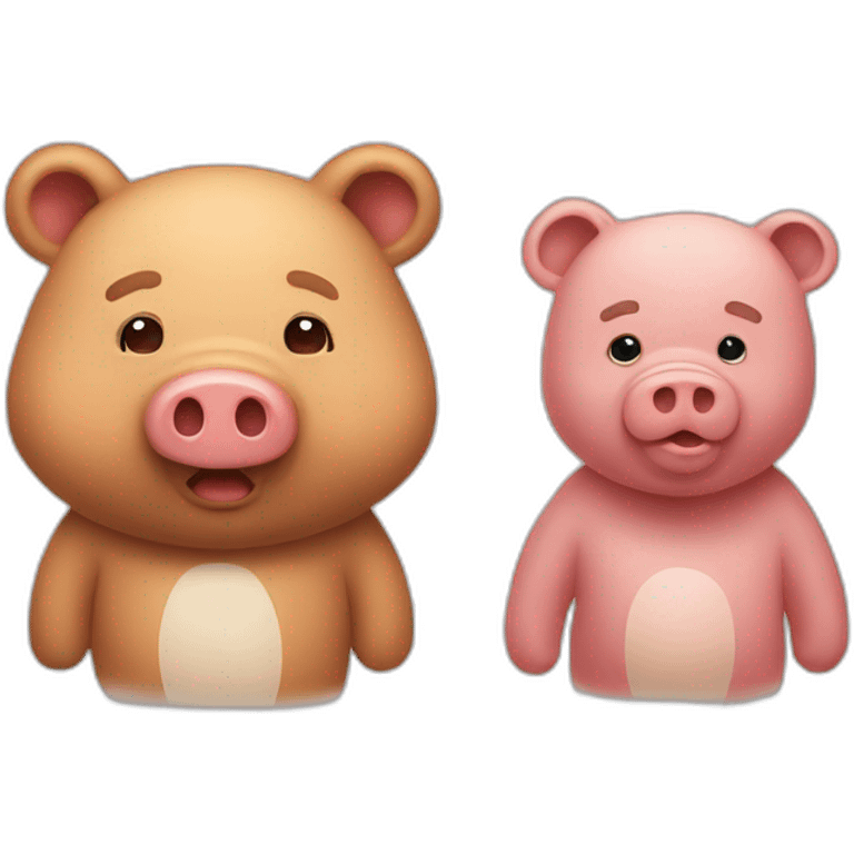 bwown pig and bear emoji