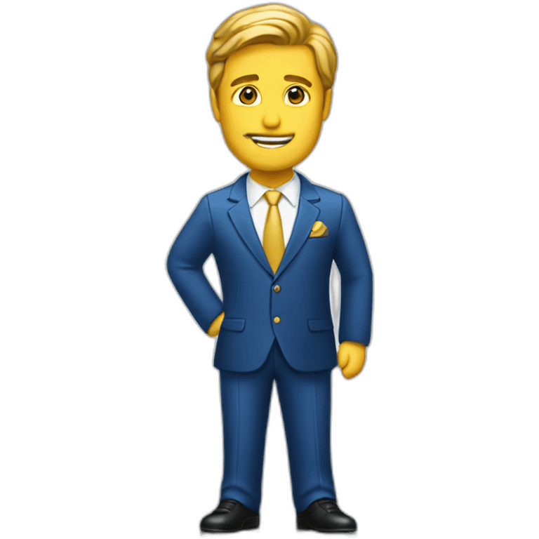 Posh-man-with-blue-suit-offering-goldbar emoji