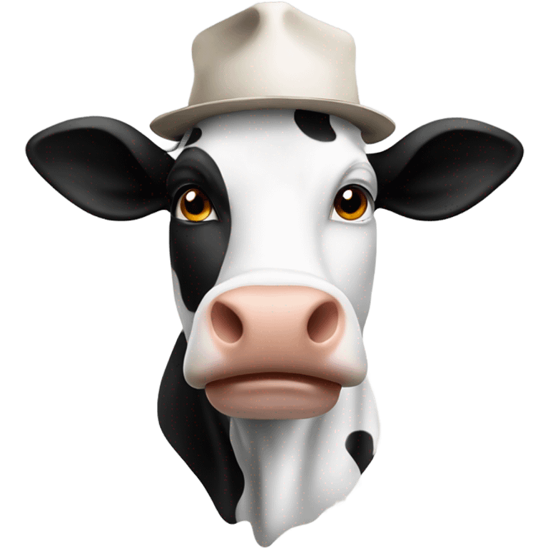 Cow white and black with student hat university  emoji