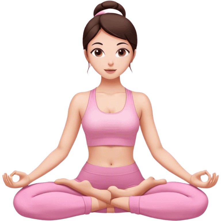 Beautiful brunette yoga girl light pink clothes  emoji