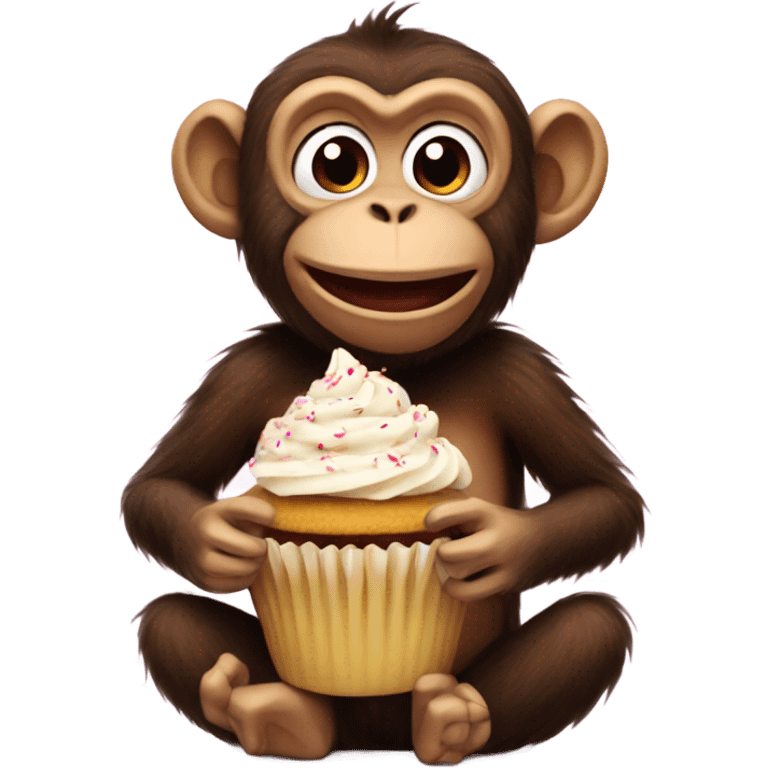 Monkey eating cupcake emoji