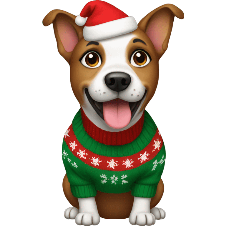 dog wearing a christmas sweater emoji