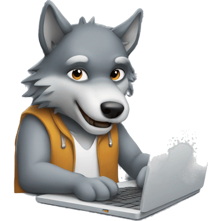 wolf working on laptop emoji