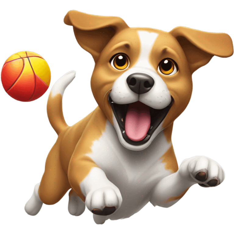 dog playing ball emoji