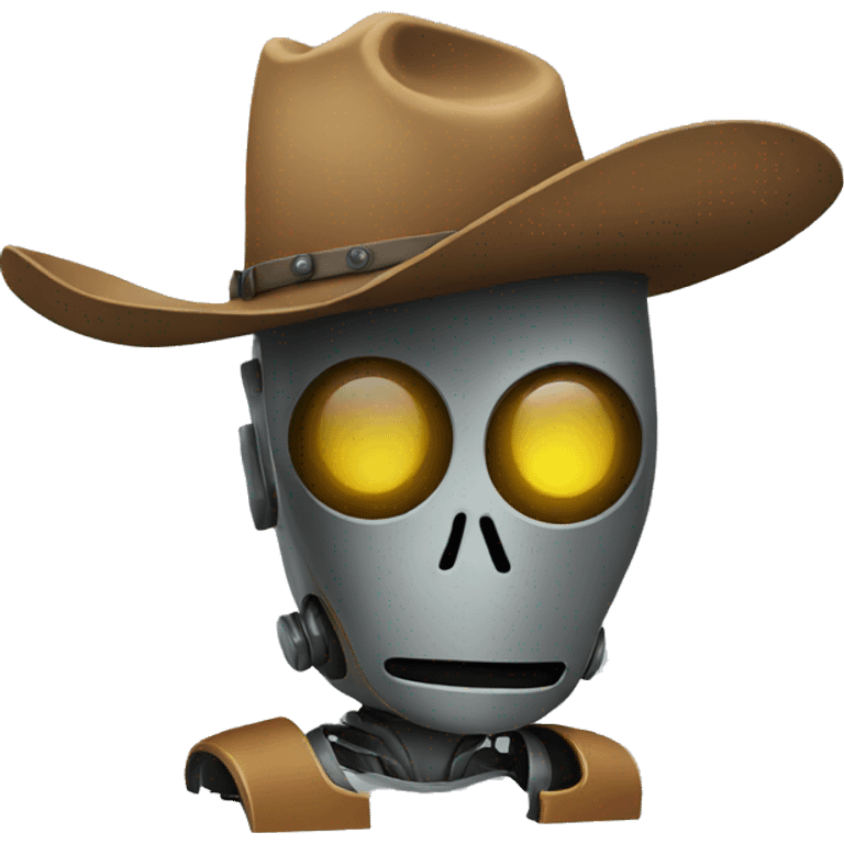 Sad robot with a cowboy hat emoji