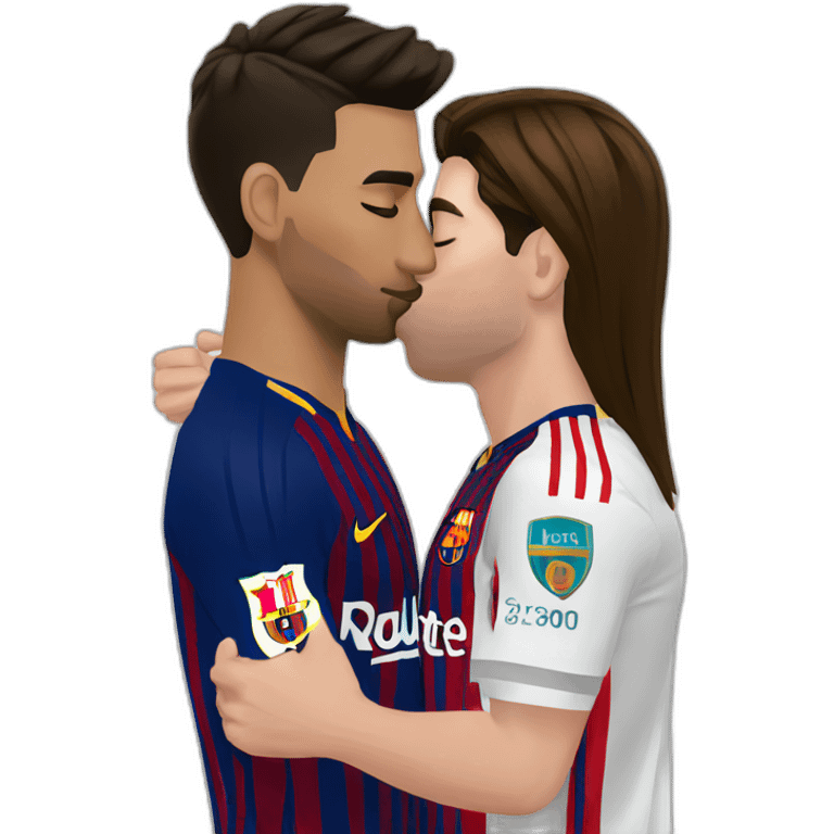 Cristiano and messi kissing emoji