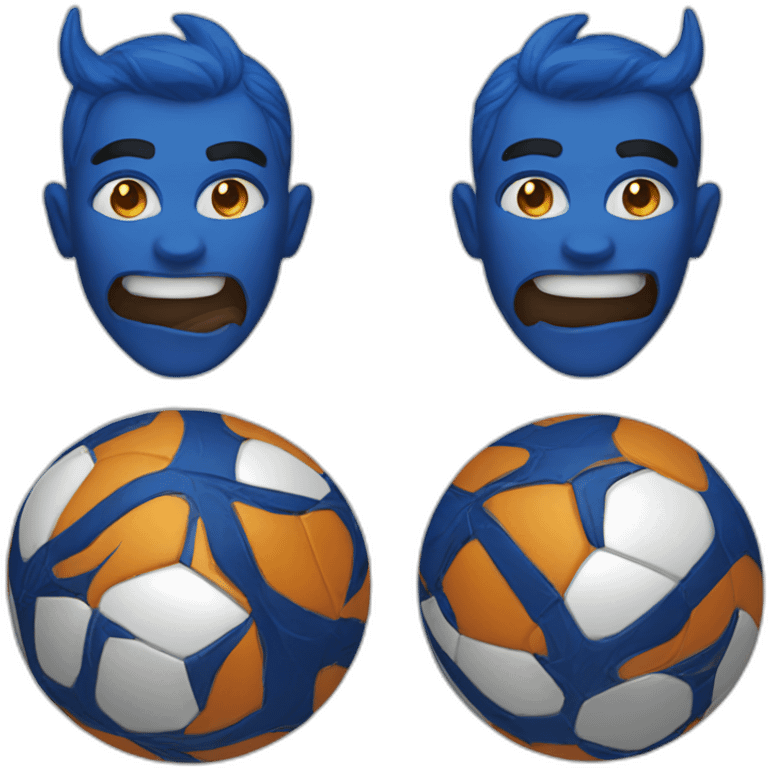 Devil wearing a blue soccer shirt emoji