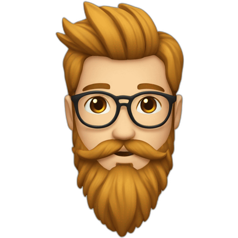 Hipster pelo largo en colete y barba larga emoji