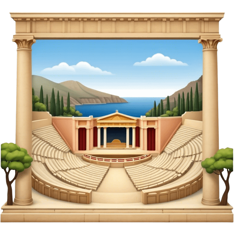 Cinematic Realistic Theatre of Epidaurus Landmark Emoji, depicted as a classical open‚Äêair theatre nestled in nature rendered with soft textures and serene, historical lighting. emoji