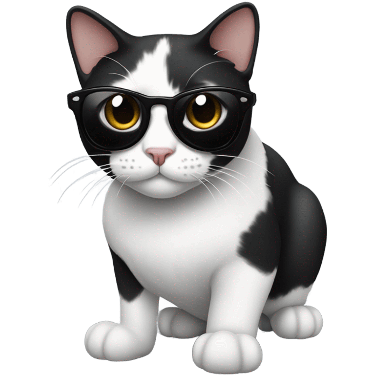 Black and white cat wearing sunglasses emoji