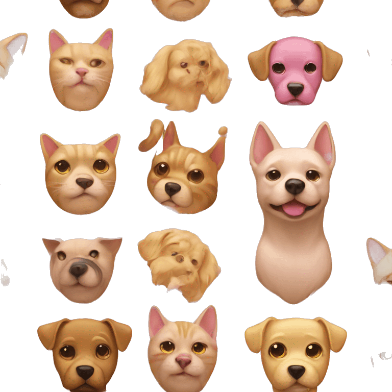 pink and gold cat and dog emoji