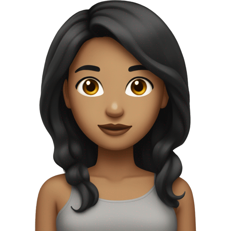 Girl with beautiful black hair with blonde highlightd and brown eyes and tan skin emoji